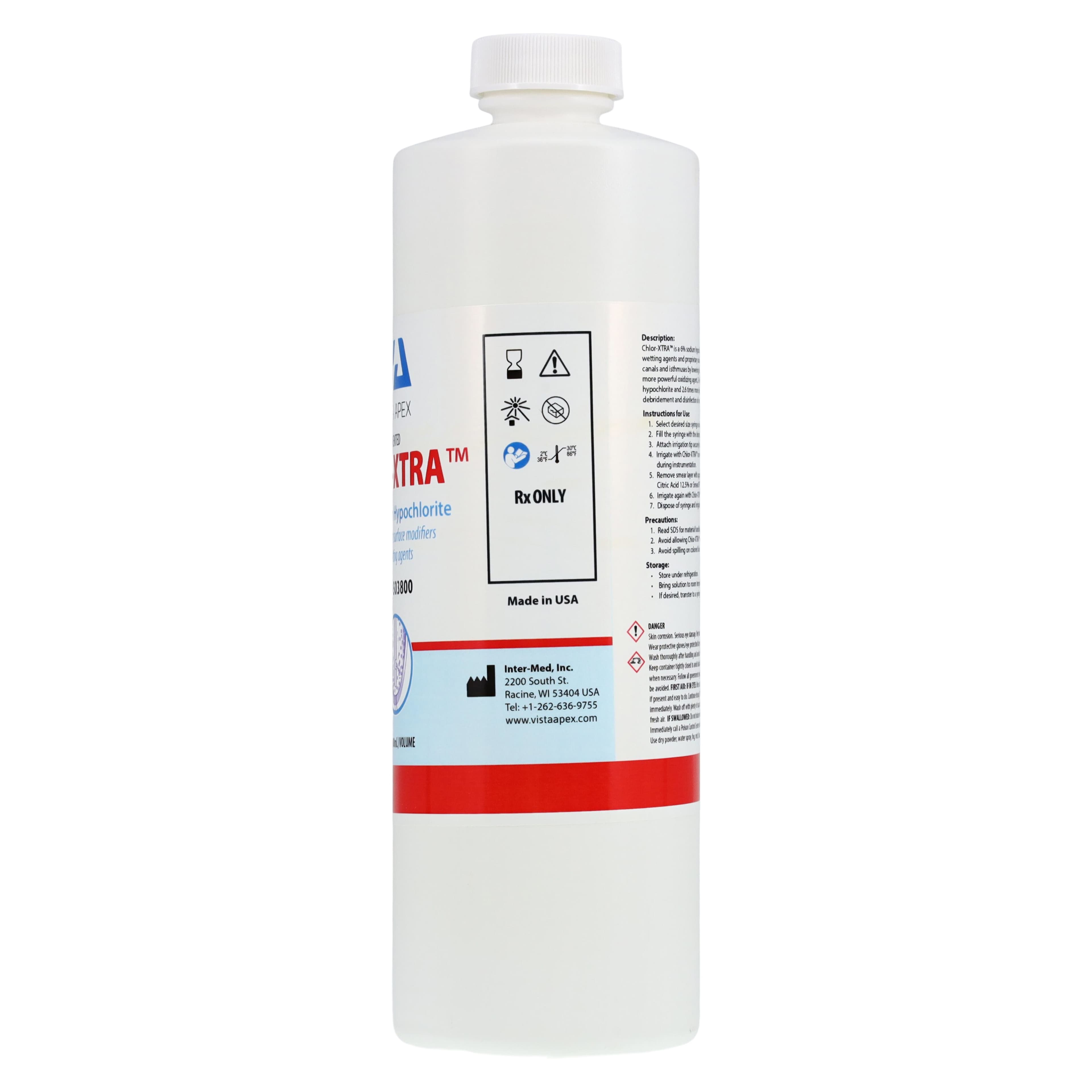 Chlor-XTRA Root Canal Prep Solution, 6% Sodium Hypochlorite, 16 oz Bottle with Luer Lock Cap, 503800 thumbnail 3