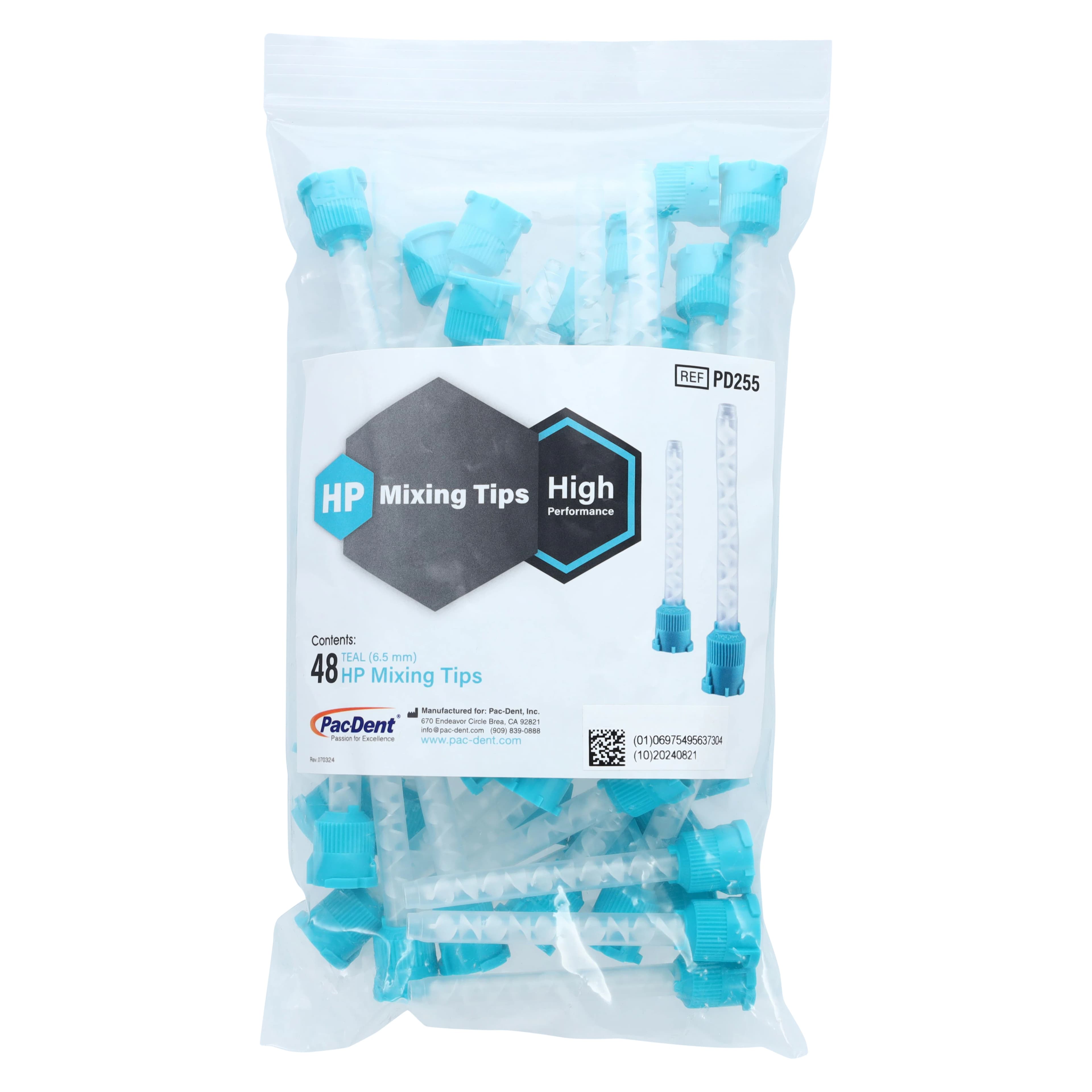 Pac-Dent HP Mixing Tips, Teal, 6.5 mm, 48/Package, PD255 thumbnail 3