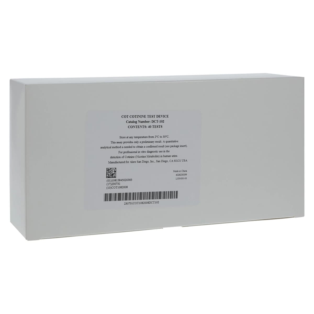 NicQuick Nicotine/Cotinine Test Kit, CLIA Exempt Cassette, 40/Box - Nicotine Test Cassette - Image 1