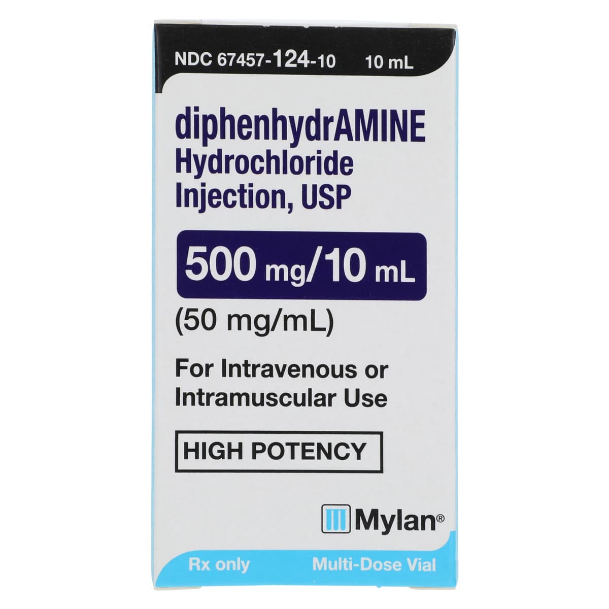 Diphenhydramine HCl Injection 50mg/mL, MDV, 10mL Vial, Mylan Pharmaceuticals thumbnail 6