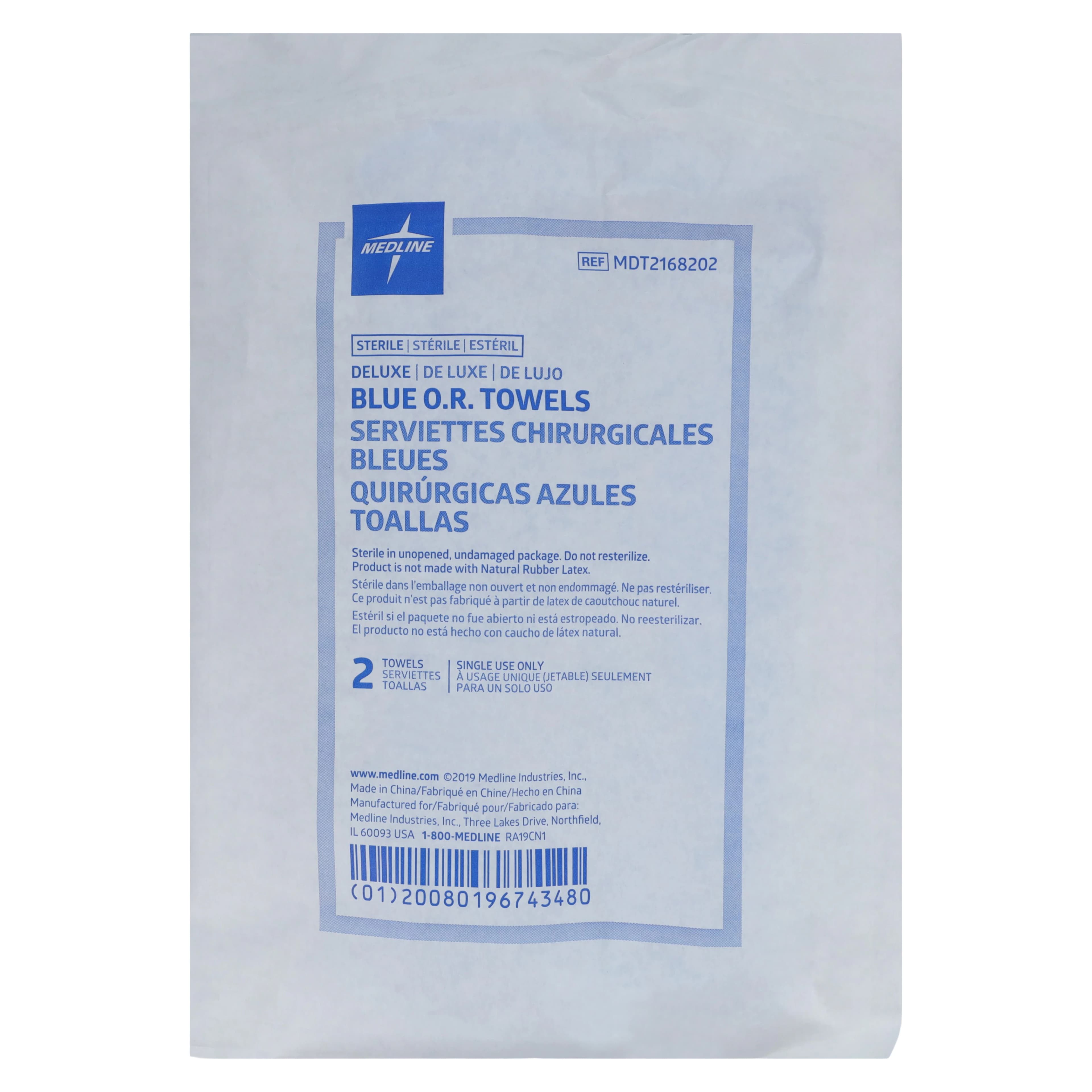 Medline Disposable Blue Sterile Towels, Lint-Free, 17x27 inch, 40/2 Packs - -Disposable Blue Sterile Towels (40-2 Packs) - Image 1