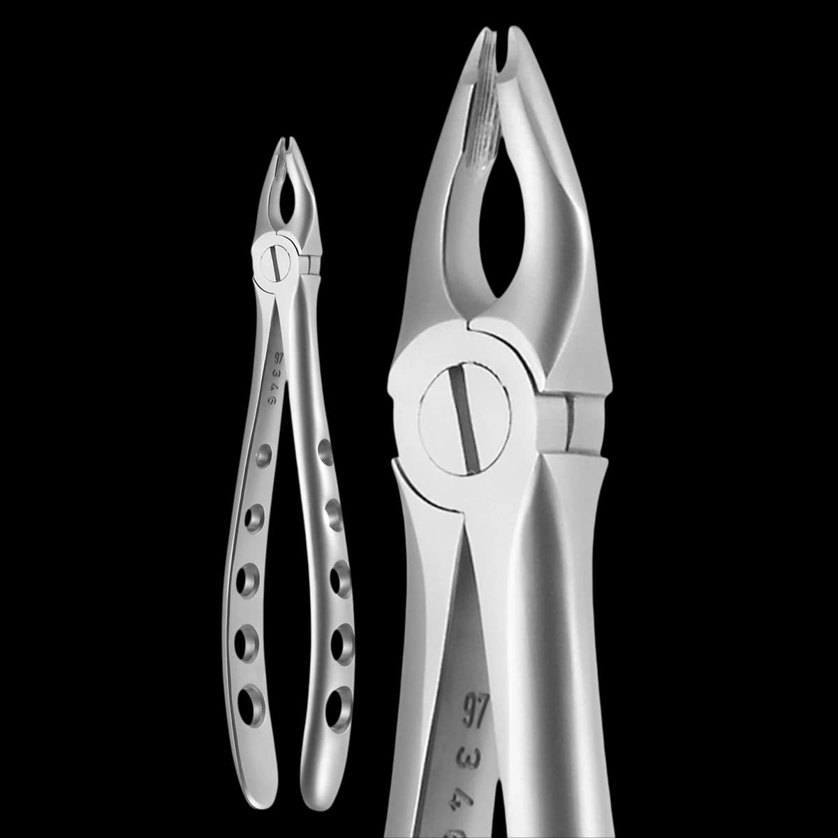 A. Titan Instruments X-TRAC Upper Anterior Extracting Forceps, Notched Beaks, Size 3400N, Stainless Steel, 1 Each - Upper Anterior Notched Beaks X-TRAC Forceps - Image 1