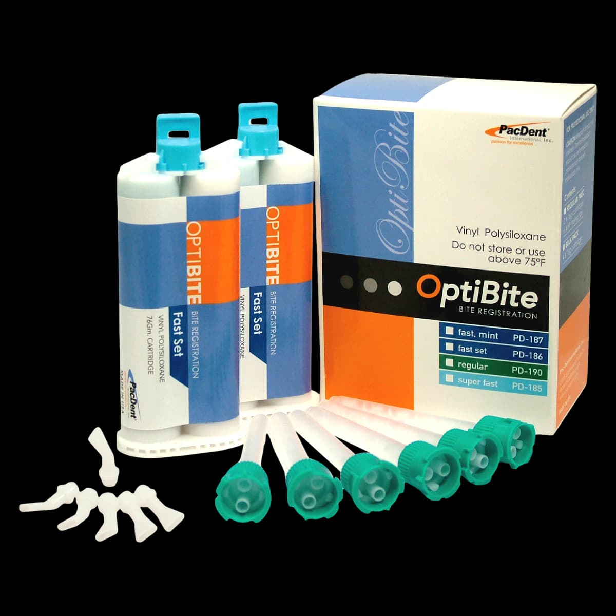 Elements Bite Registration Fast Set, Vinylpolysiloxane, Unflavored, 2 x 50 mL Cartridges with 6 Mixing Tips, PD-186 - Elements Bite Registration - Image 1