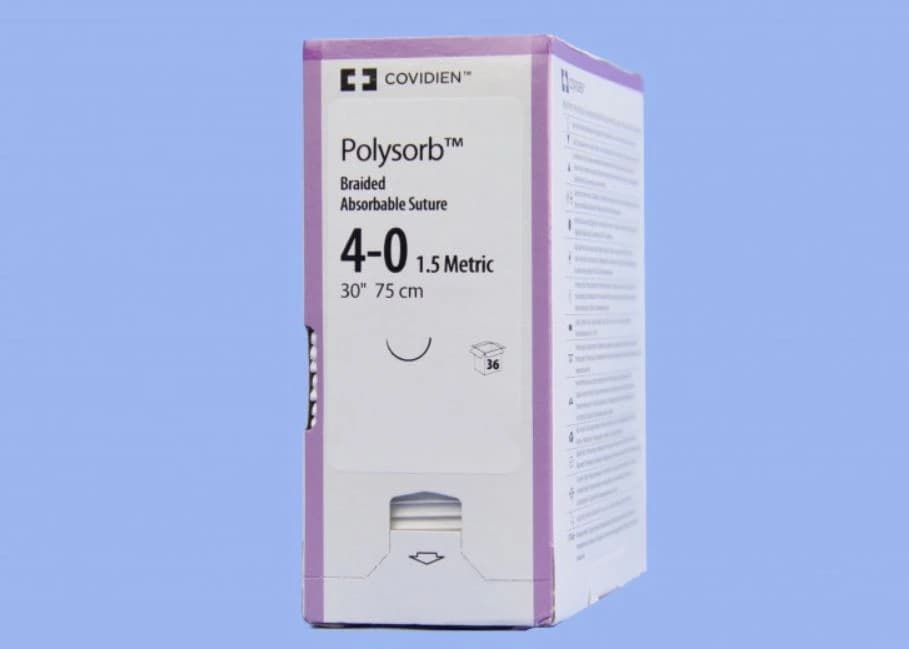 Medtronic Polysorb Absorbable Suture, 4-0, 30", CVF-23, Taper Point 1/2 Circle Needle 17mm, Coated Violet, 36/Case - Suture Polysorb Violet CVF-23 - Image 1