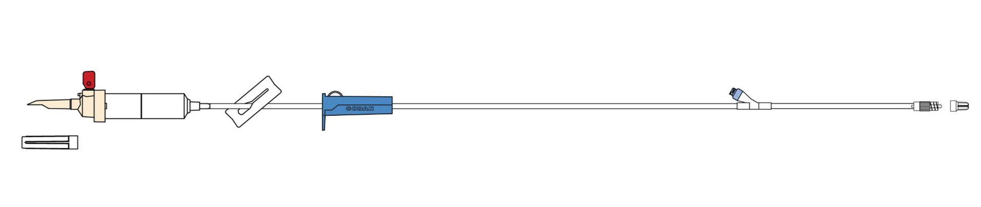 IV Administration Set, Needleless Y-Injection Site, 87", 20 Drops/mL, 20mL Priming Volume, PVC Free, Spin Luer Lock, Gravity/Vented Spike, Roller Clamp/FlowStop Cap, Sterile, 50/Case - IV Ext Set - Image 1