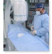 Medline Angiography Sterile Surgical Drape, 86 x 135 Inches, 3-1/2 Inch Fenestration - Drape Angiography Sterile - Image 1