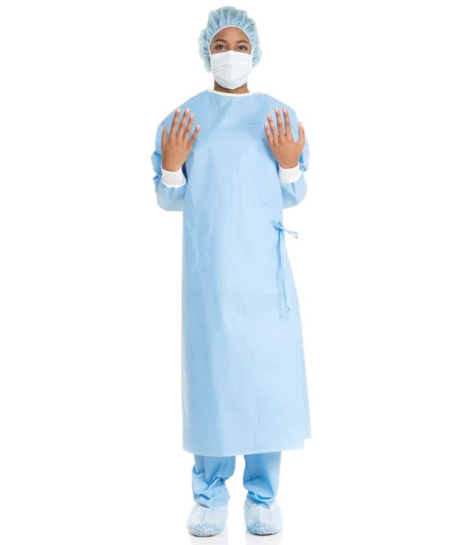 Halyard Ultra Disposable Non-Reinforced Surgical Gown, AAMI Level 3, SMS Fabric, Standard/X-Large, Non-Sterile, Full Back, Hook & Loop Neck, Knit Cuff, Long Raglan Sleeves, 36/Case - Gown Ultra Surg NS AAMI3 - Image 1