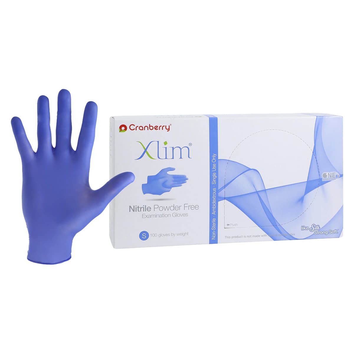 Cranberry Xlim Nitrile Examination Gloves, Powder-Free, Non-Sterile, Small, Neo Blue, 100/Box, CR3126 - Xlim Nitrile Examination Gloves, Powder-Free, Small, 100/Box, CR3126 - Image 1