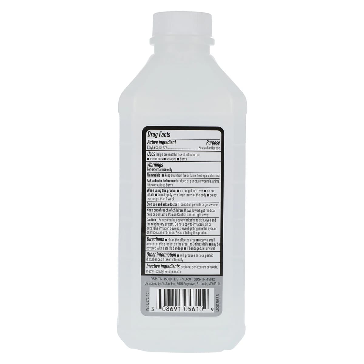 Cumberland Swan Ethyl Rubbing Alcohol Solution, 70%, 16 oz/Bottle thumbnail 2