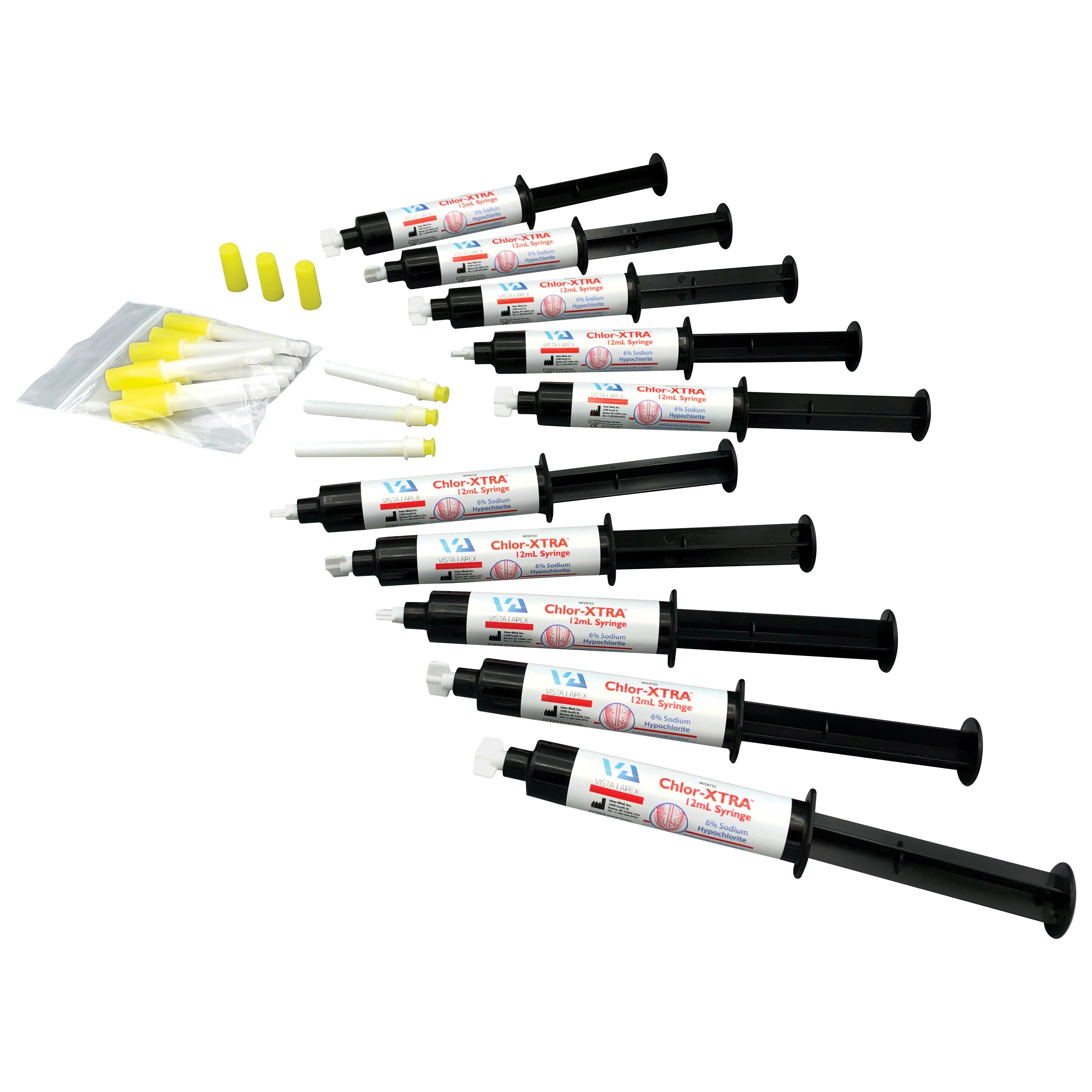 Chlor-XTRA 6% Sodium Hypochlorite Root Canal Irrigant, 12 cc Prefilled Syringes, 10/Box with 27 Ga Side-Vent Tips thumbnail 2