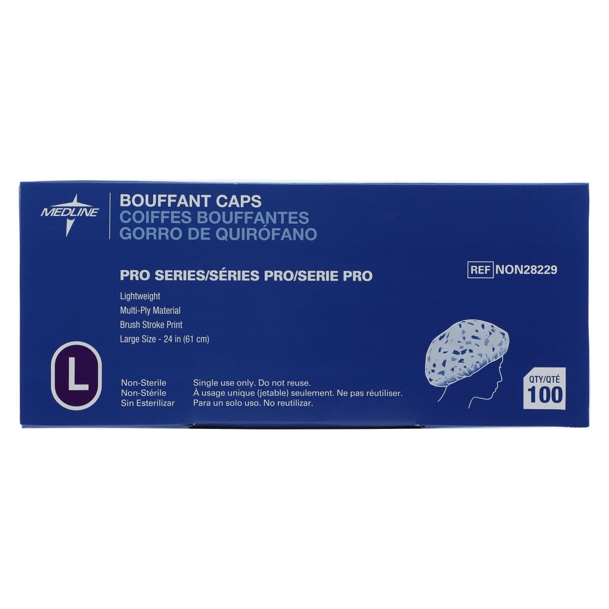 Medline Pro Series Surgeon Cap, Brush Stroke Print, Disposable, Non-Latex, 100/Box thumbnail 5