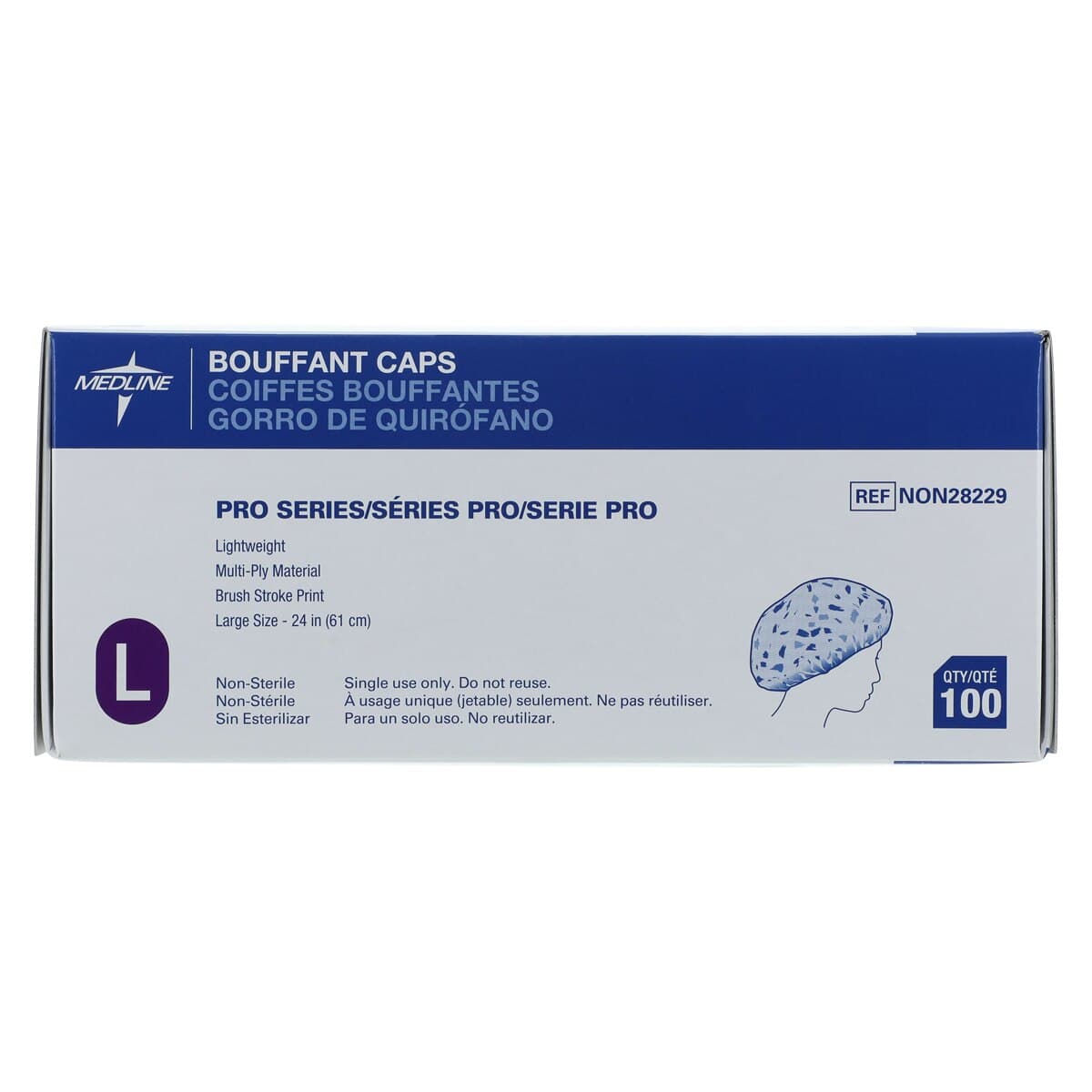 Medline Pro Series Surgeon Cap, Brush Stroke Print, Disposable, Non-Latex, 100/Box thumbnail 6