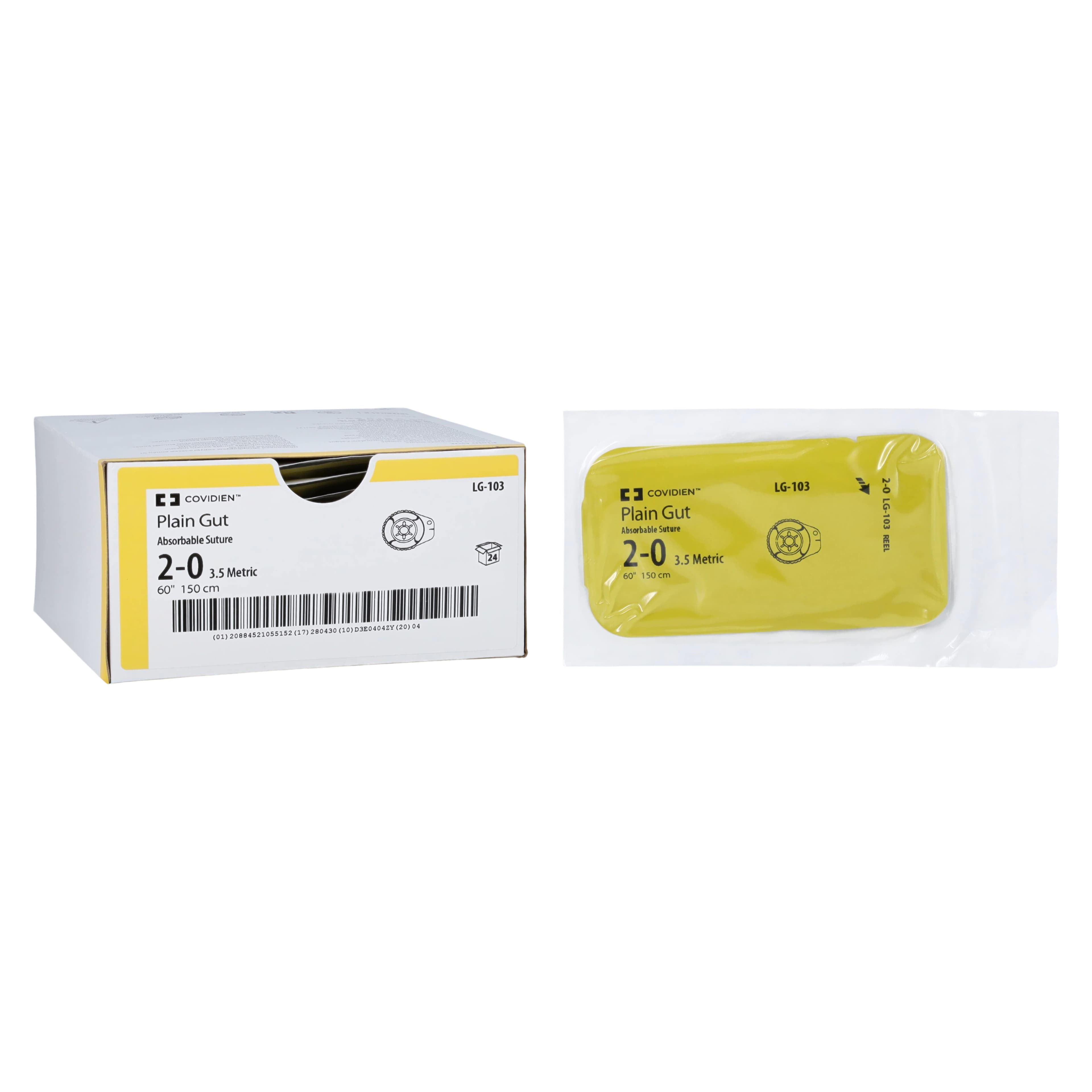 Surgigut Suture Plain Gut Monofilament 2-0, 60", Absorbable, Uncoated, Undyed, 24/Case - Suture Plain Gut Undyed Reel - Image 1