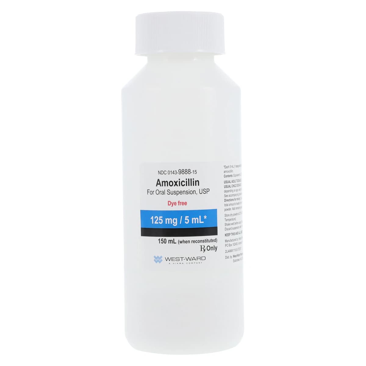 Amoxicillin Oral Suspension, 125mg/5mL, Dye Free, Tutti-Frutti, 150mL Bottle - Amoxicillin Susp Dye Free - Image 1