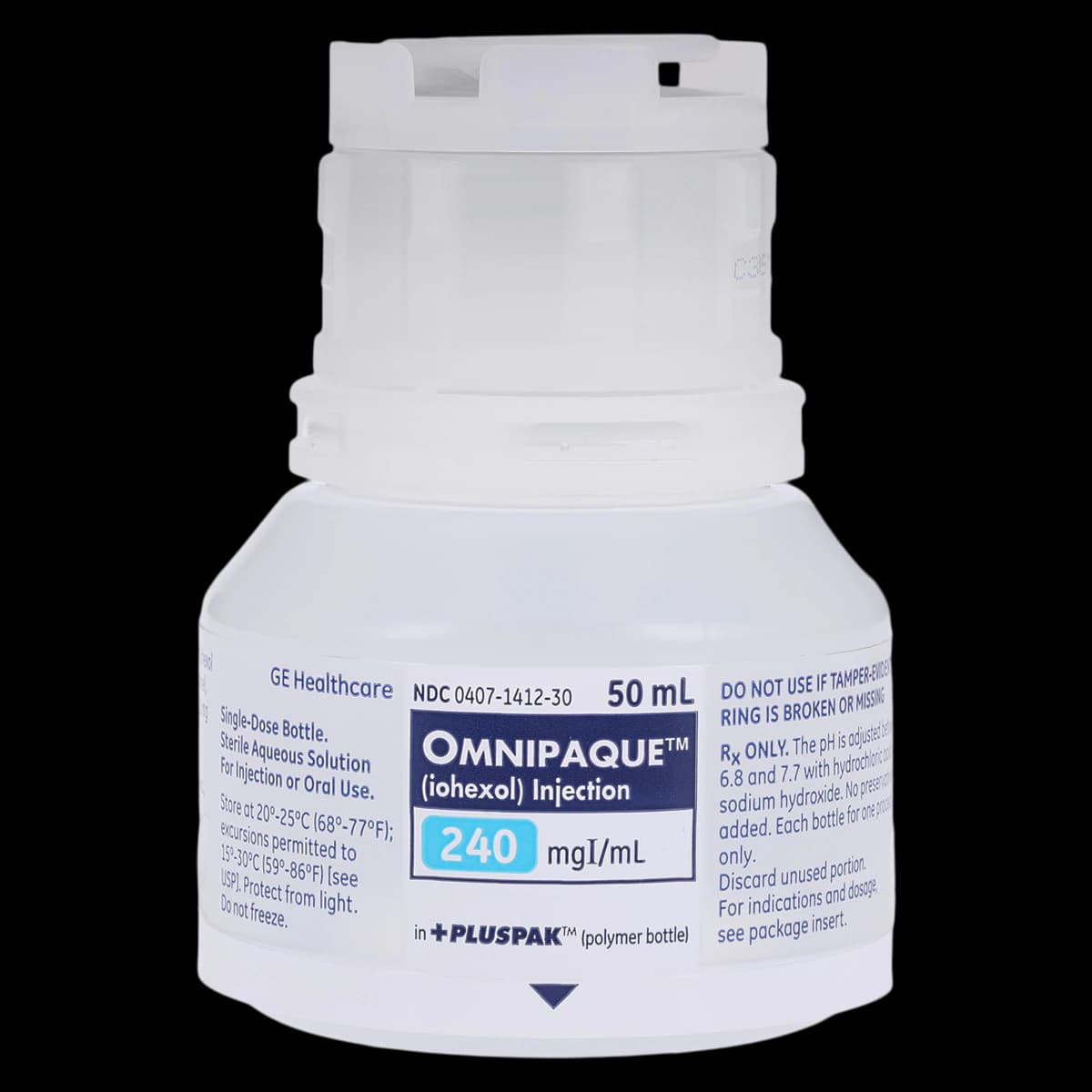 Omnipaque Injection 240mg/mL PlusPak Bottle, 50mL, 10/Package - Omnipaque 50mL + Pak - Image 1