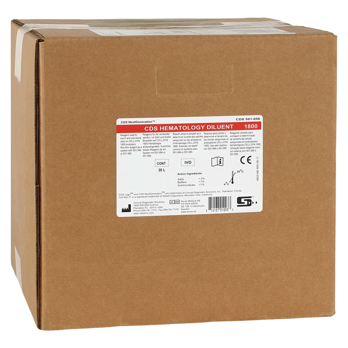 CDS NextGeneration Diluent Reagent for Abbott Cell-Dyn 1800, 20L, 1/Box - CDS Diluent - Image 1