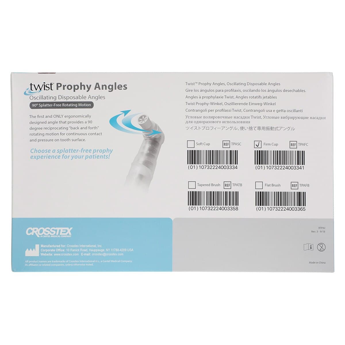 Crosstex Twist Disposable Prophy Angle, Firm Cup, White, 90-Degree Reciprocating, Latex-Free, 100/Box, TPAFC thumbnail 6