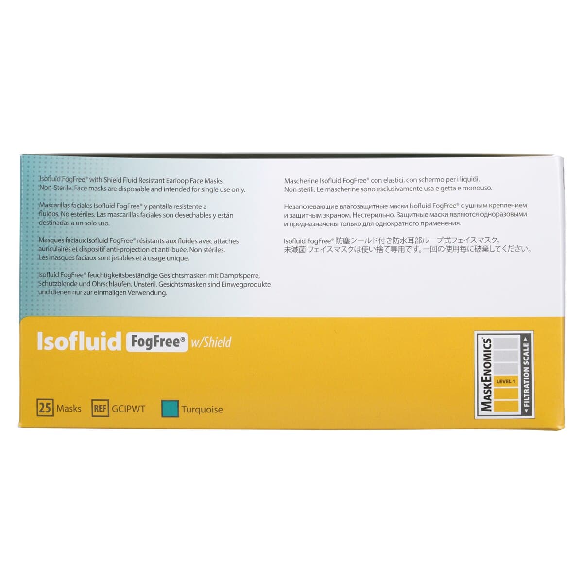 Isofluid FogFree™ Surgical Face Mask with Splash Visor, ASTM Level 1, Turquoise, Ear Loop, 25/Box, GCIPWT thumbnail 3
