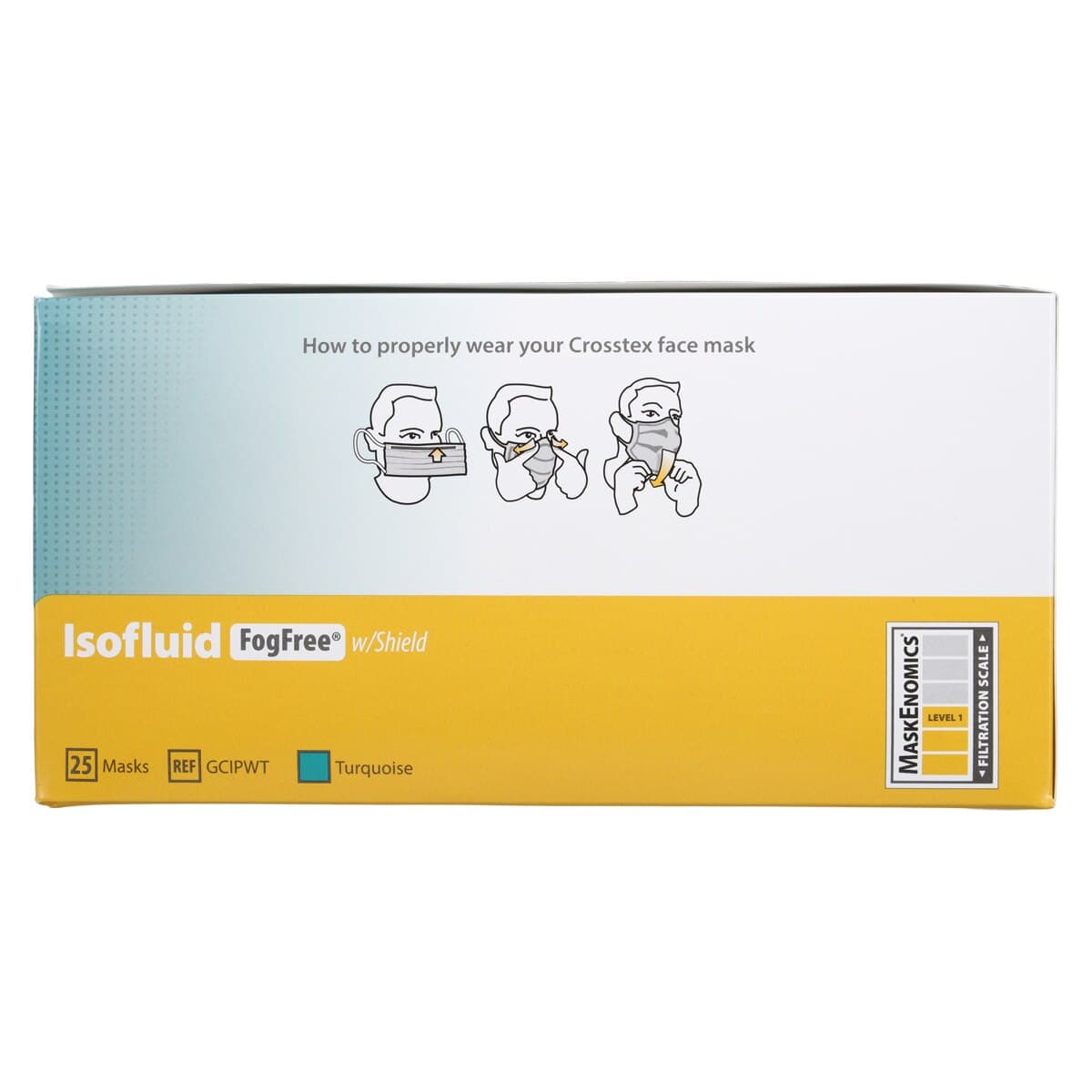 Isofluid FogFree™ Surgical Face Mask with Splash Visor, ASTM Level 1, Turquoise, Ear Loop, 25/Box, GCIPWT thumbnail 4