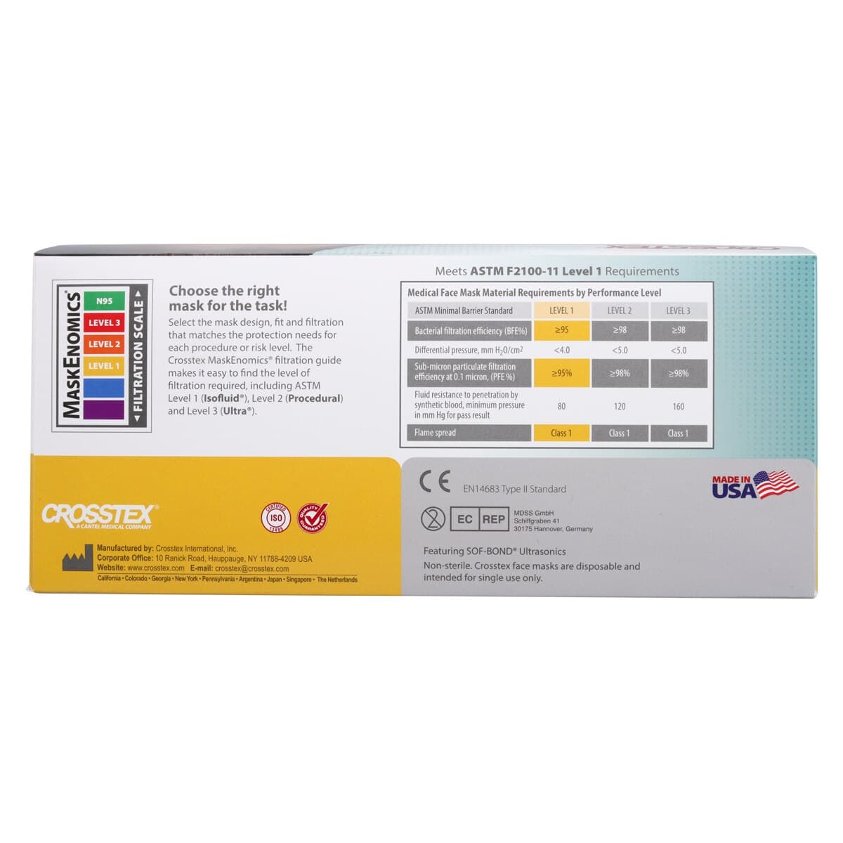 Isofluid FogFree™ Surgical Face Mask with Splash Visor, ASTM Level 1, Turquoise, Ear Loop, 25/Box, GCIPWT thumbnail 5