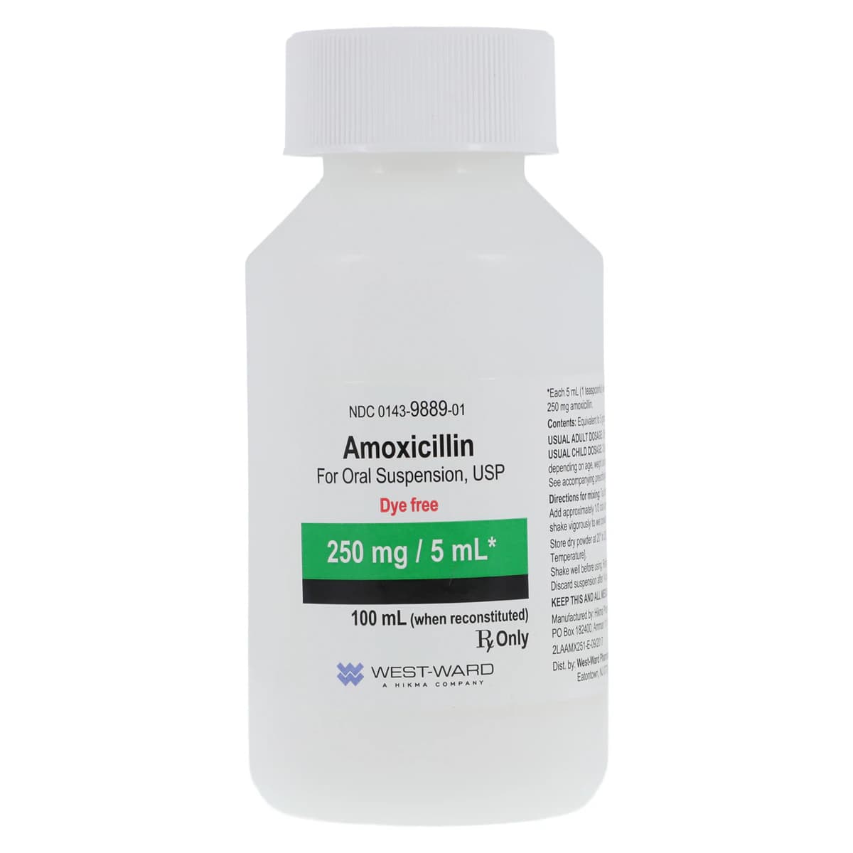 Amoxicillin Oral Suspension, Dye Free, 250mg/5mL, Tutti-Frutti, 100mL Bottle - Amoxicillin Susp Dye Free - Image 1