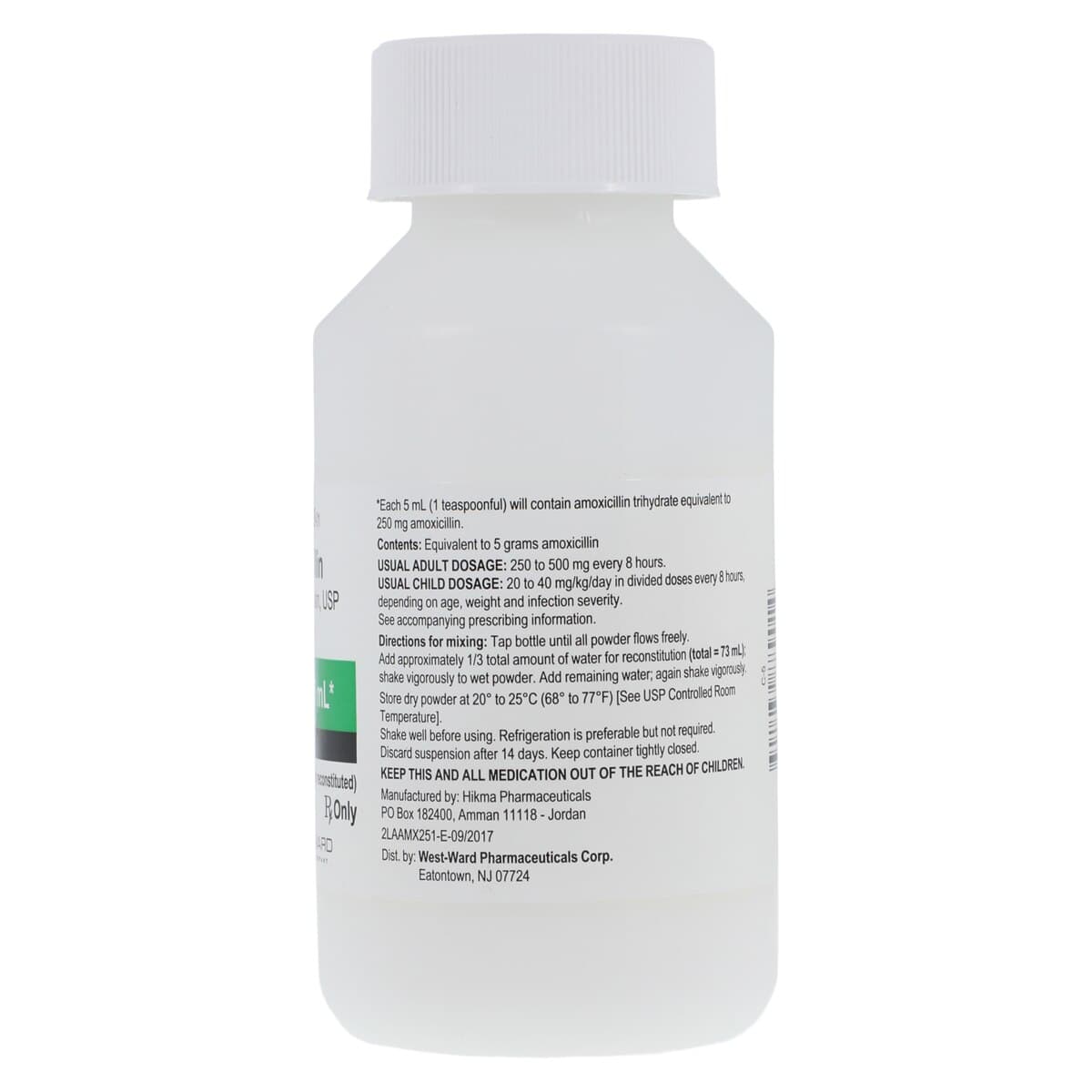 Amoxicillin Oral Suspension, Dye Free, 250mg/5mL, Tutti-Frutti, 100mL Bottle thumbnail 2