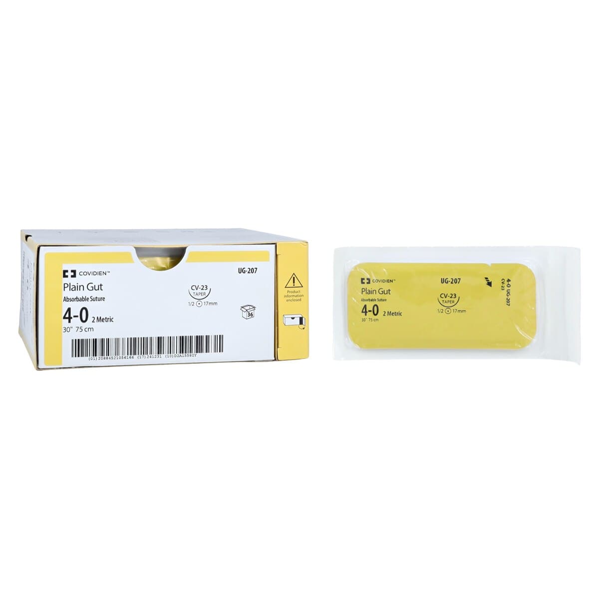 Medtronic Surgigut Plain Gut Suture, 4-0, 30", CV-23 Surgalloy Taper Point 1/2 Circle Needle 17mm, Uncoated, Undyed, 36/Case thumbnail 2