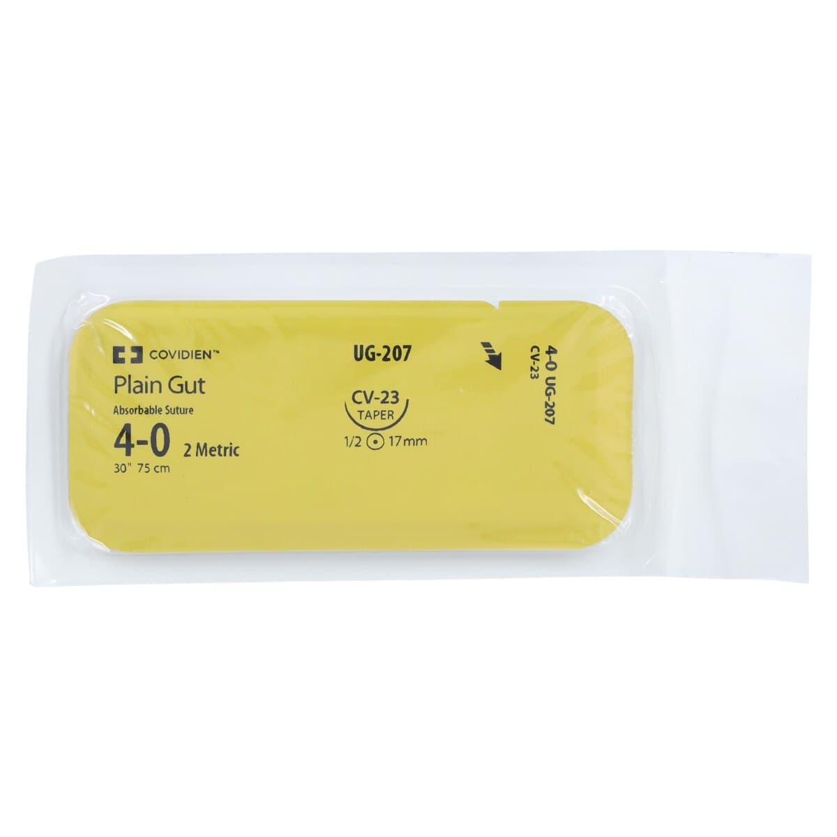 Medtronic Surgigut Plain Gut Suture, 4-0, 30", CV-23 Surgalloy Taper Point 1/2 Circle Needle 17mm, Uncoated, Undyed, 36/Case thumbnail 3