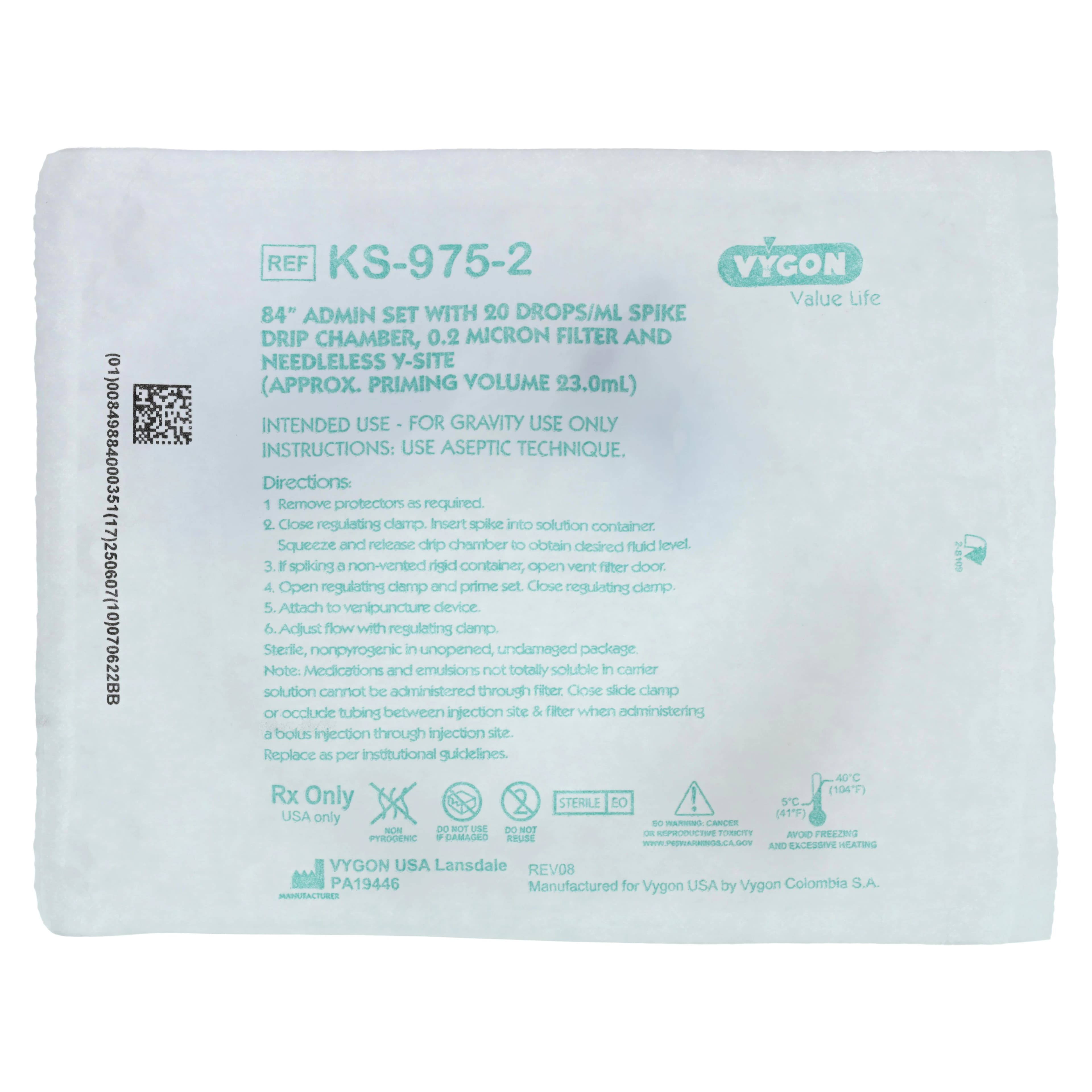 Vygon Primary Solution Set, 84", 20 Drops/mL, 0.22 Micron Filter, NAC Injection Site, Male Luer Lock, 50/Case thumbnail 3