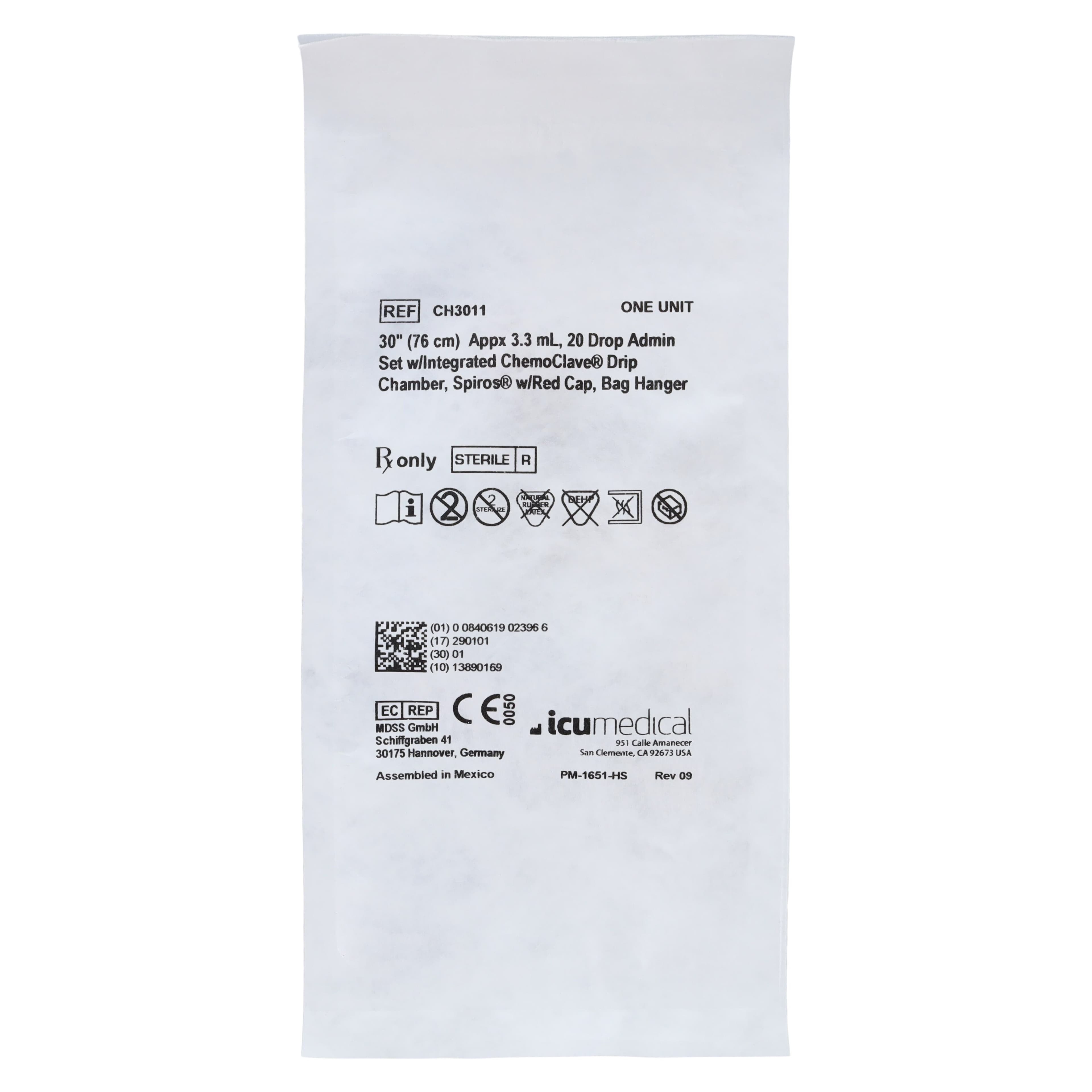 ICU Medical IV Administration Set with Clave and Spiros, 20 Drops/mL, 30" Tubing, 50/Case thumbnail 2