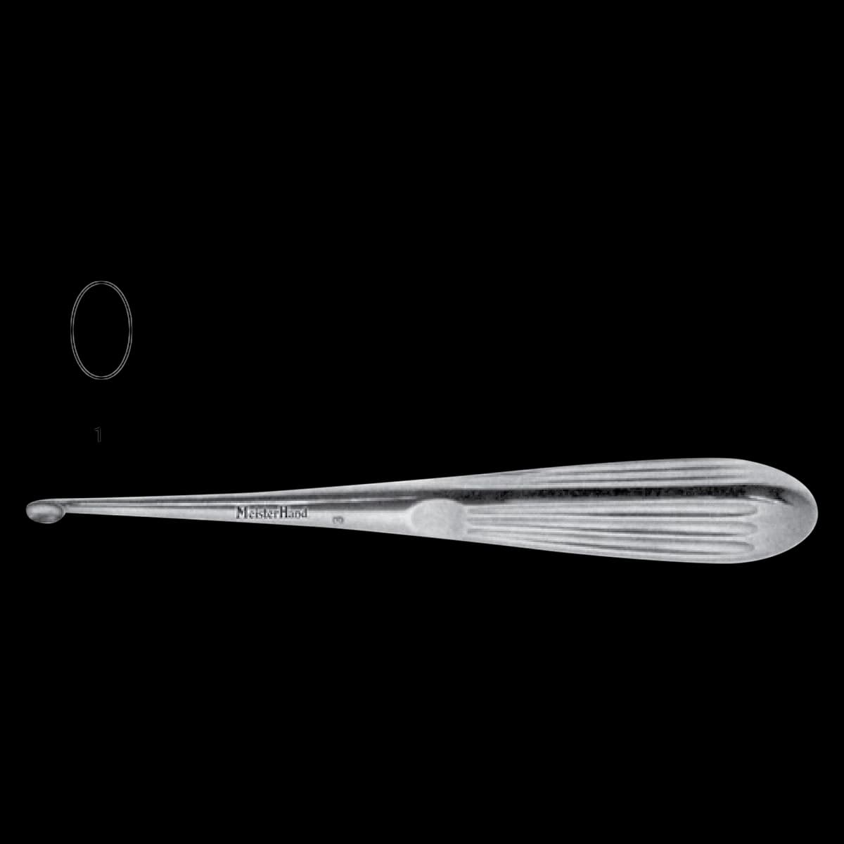 Meister-Hand Spratt-Brun Mastoid Curette, Size 1, Oval, 6-1/2" Stainless Steel, Each - MH Spratt Brun Cvd Size 1 - Image 1