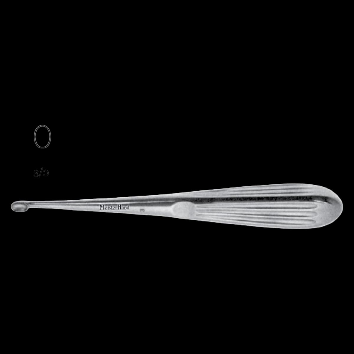 Miltex Meister-Hand Spratt-Brun Mastoid Curette, Size 3/0, Oval, 6-1/2" Stainless Steel, Each - Mh Spratt Brun Cvd Size 3/0 - Image 1