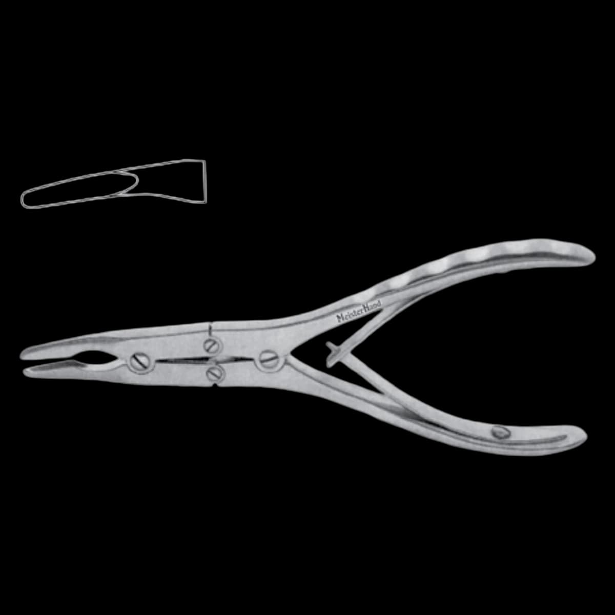 Meister-Hand Ruskin Rongeur, Curved, 6", 3mm, Stainless Steel, Autoclavable - Mh Ruskin Rong 6 Cvd 3mm - Image 1