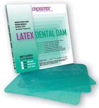 Crosstex Latex Dental Dam, Thin, Green, Mint Flavored, 6" x 6", 36/Box, 19402 - CROSSTEX DENTAL DAMS 19402 - Image 1