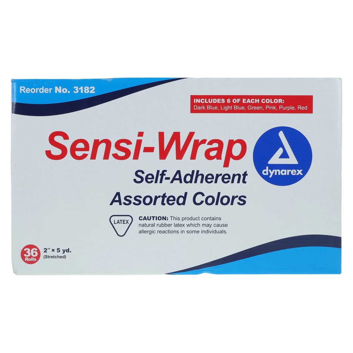 Dynarex Sensi-Wrap Self-Adherent Bandage Roll, 2" x 5 yd, Assorted Colors (6/color), 36/Case, #3182 thumbnail 3