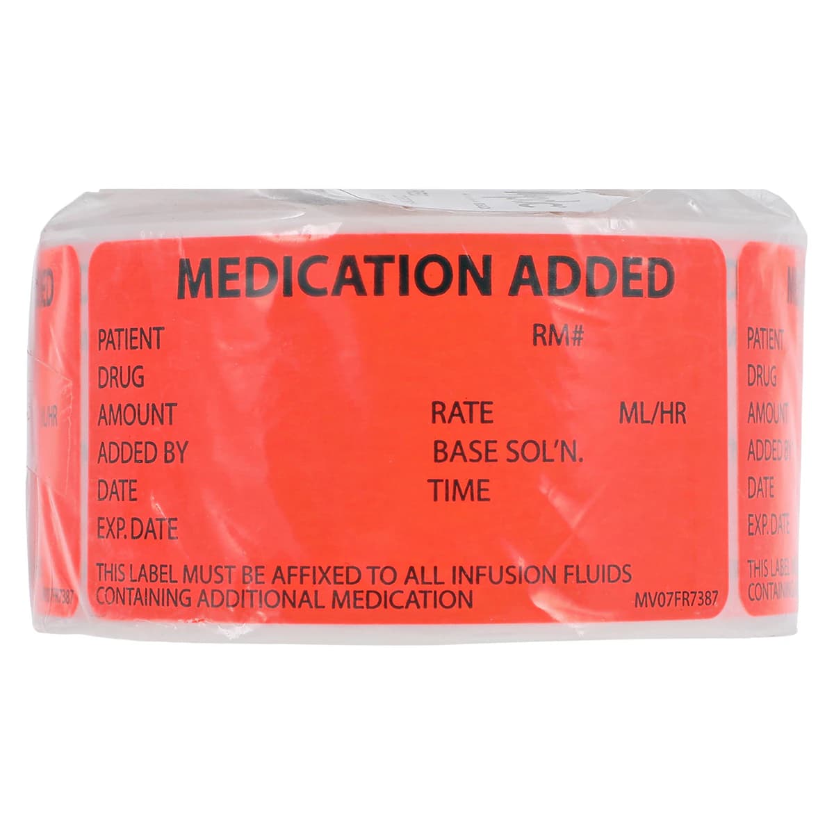 Label Medication Added Fluorescent Red, Medvision Paper, 15/16" x 1-1/2", 1" Core, 333/Roll - Label Medication Added Red - Image 1