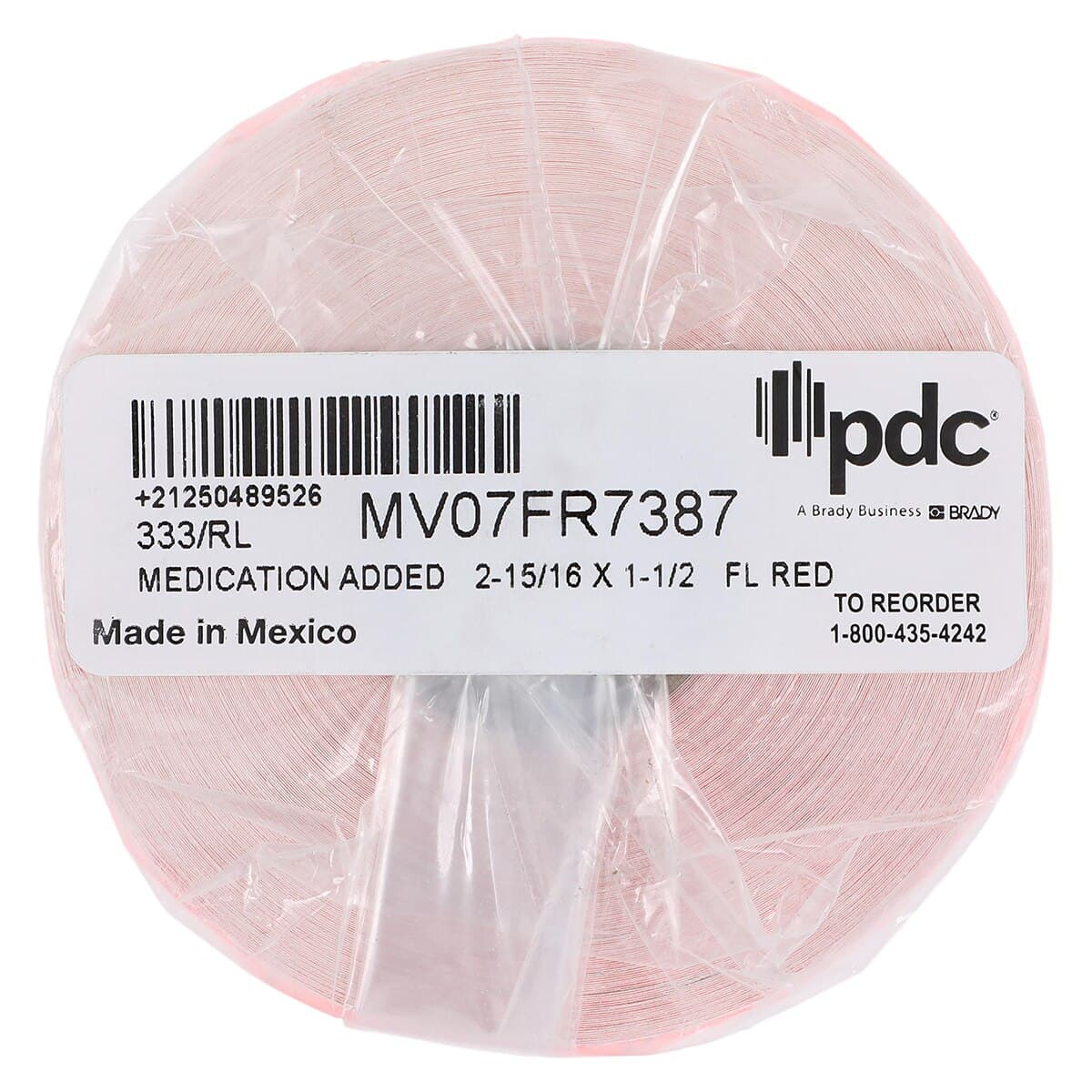 Label Medication Added Fluorescent Red, Medvision Paper, 15/16" x 1-1/2", 1" Core, 333/Roll thumbnail 3