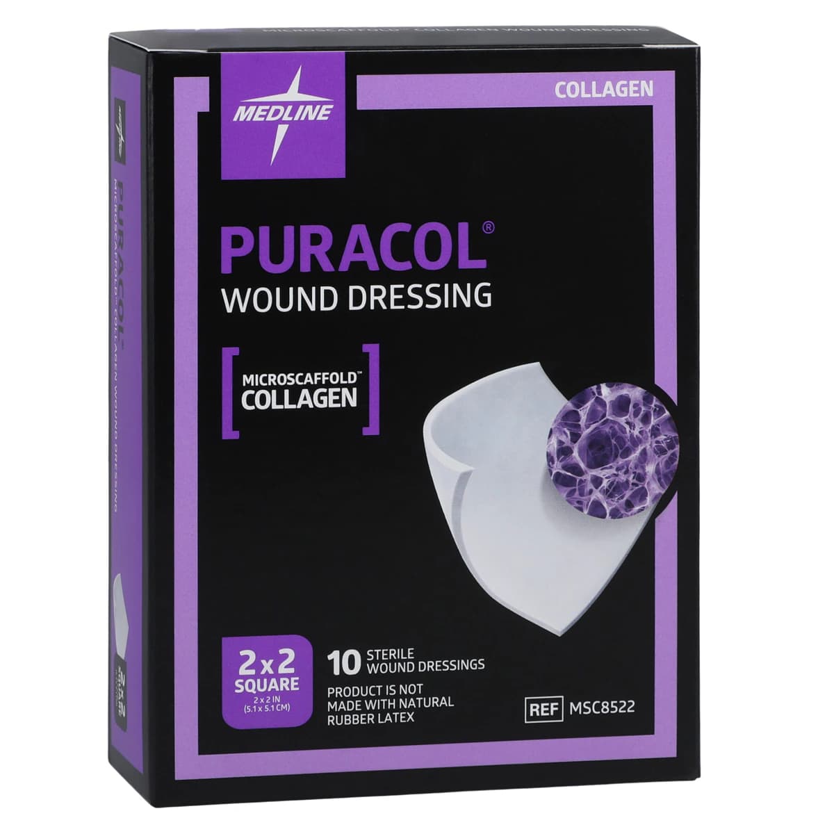 Puracol Collagen Dressing, 2x2 inch, Sterile, Highly Absorbent, Latex-Free - Puracol Collagen Dressing - Image 1