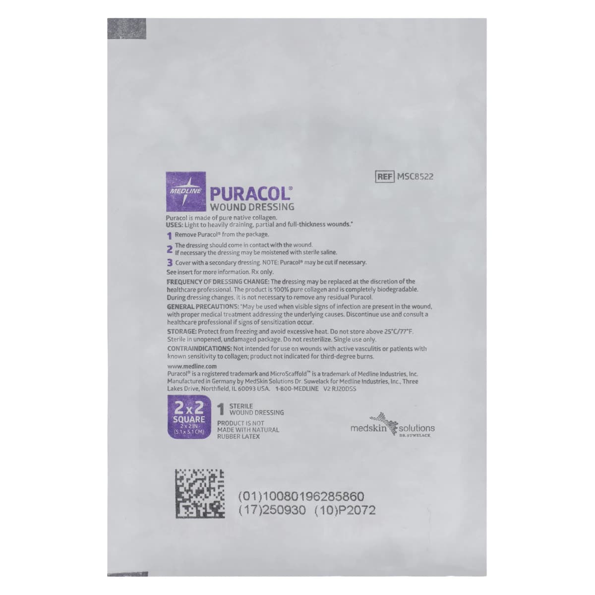 Puracol Collagen Dressing, 2x2 inch, Sterile, Highly Absorbent, Latex-Free thumbnail 3