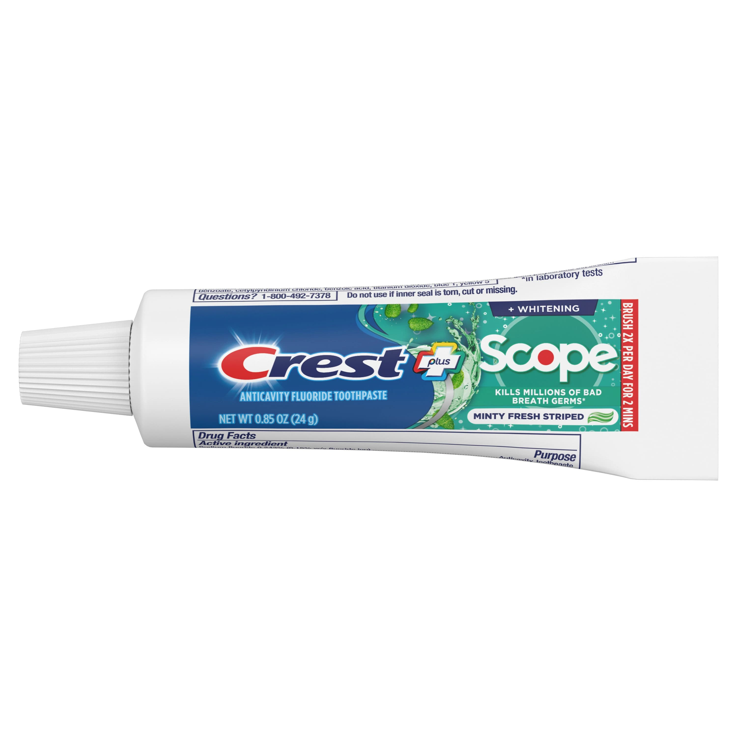 Crest Extra White Plus Scope Outlast Toothpaste, Mint, 0.85 oz Tube, 72/Pkg, 83904137/80862000 thumbnail 2