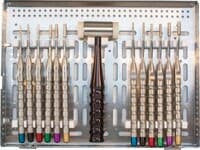 A Titan Instruments Osteotome Kit Concave, 6 Straight, 6 Angled Osteotomes, 1 Mallet, T-20 Tray - Osteotome Kit Concave - Image 1