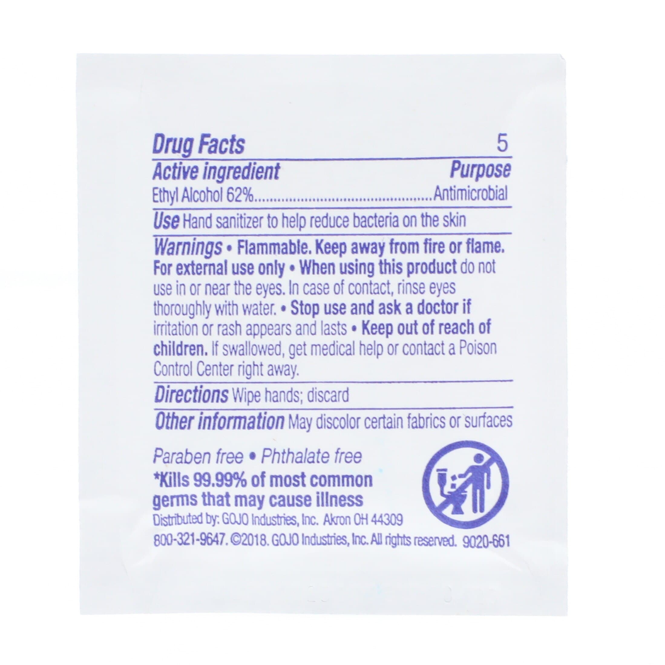 PURELL Individually Wrapped Sanitizing Hand Wipes, Unscented, 62% Ethyl Alcohol, 1000/Case thumbnail 2