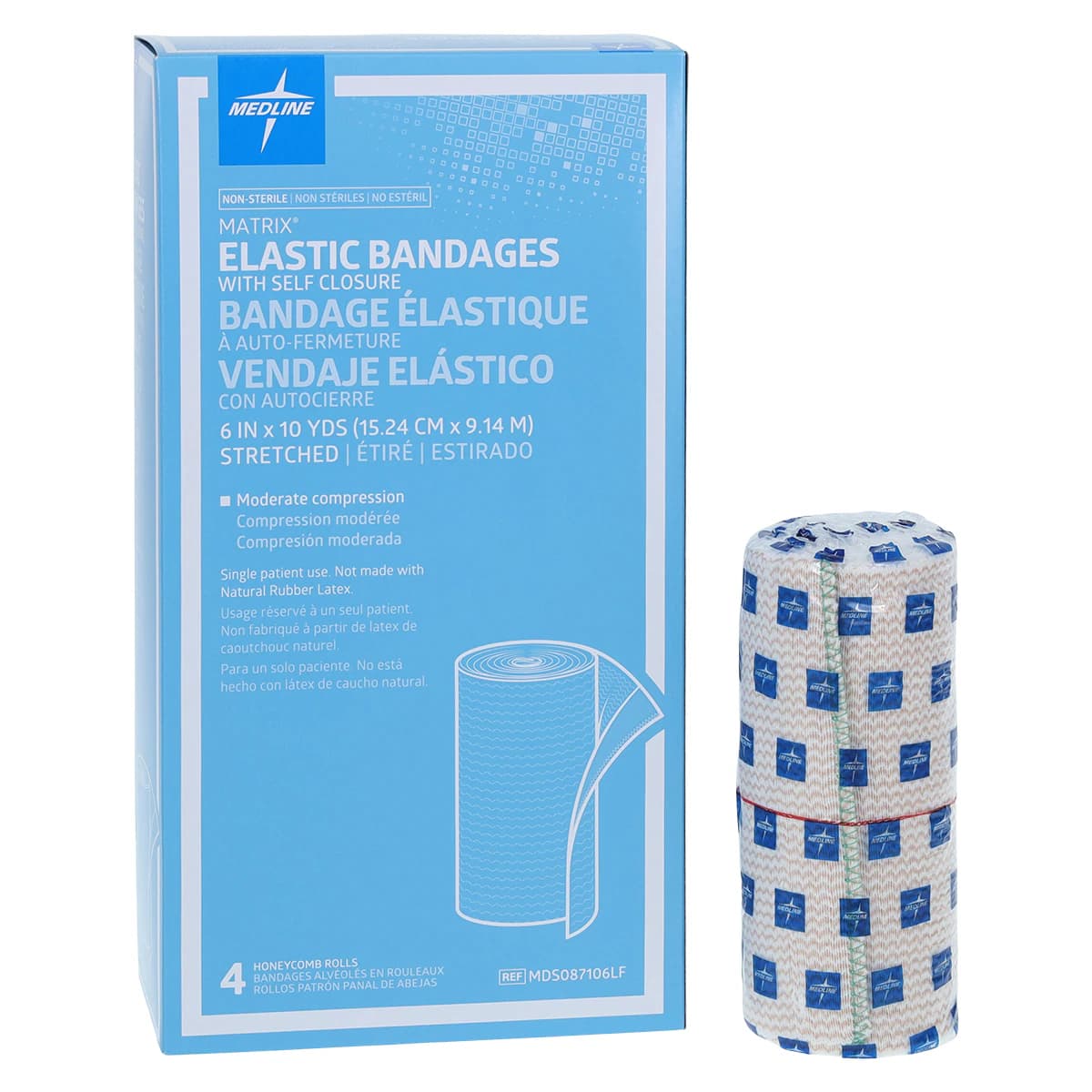 Medline Matrix Stretch Bandage, Elastic, 6" x 10 yd, Latex-Free, Non-Sterile, 20/Case - Bandage Elst Matrix Velc LF NS - Image 1