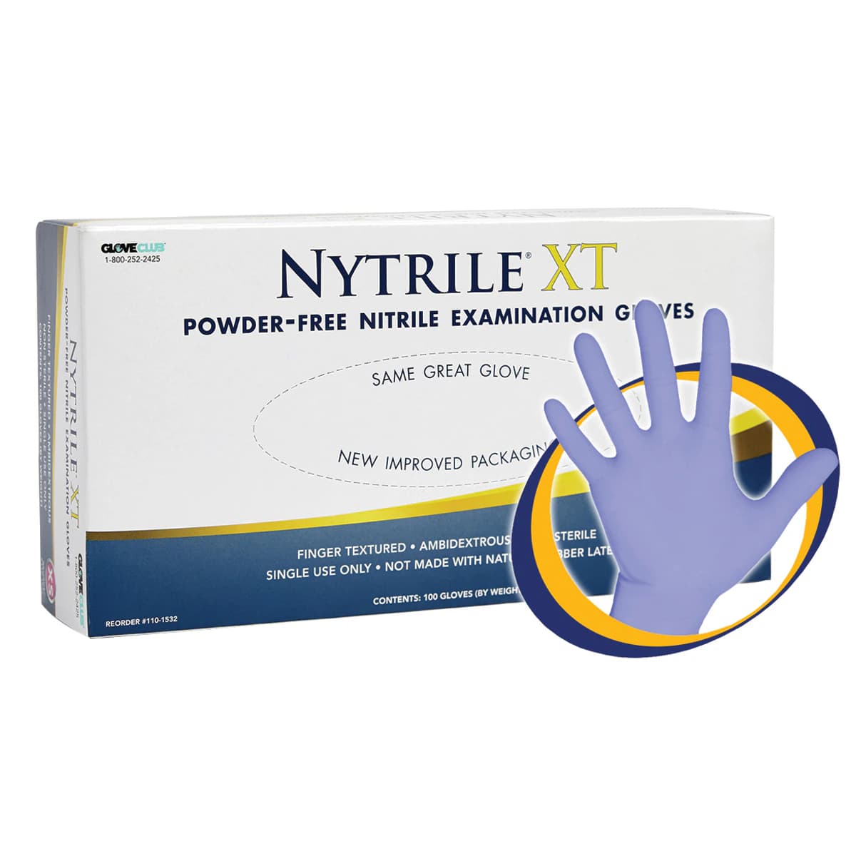 Nytrile XT Nitrile Exam Gloves, Powder Free, Non-Sterile, X-Small, Periwinkle Blue thumbnail 2