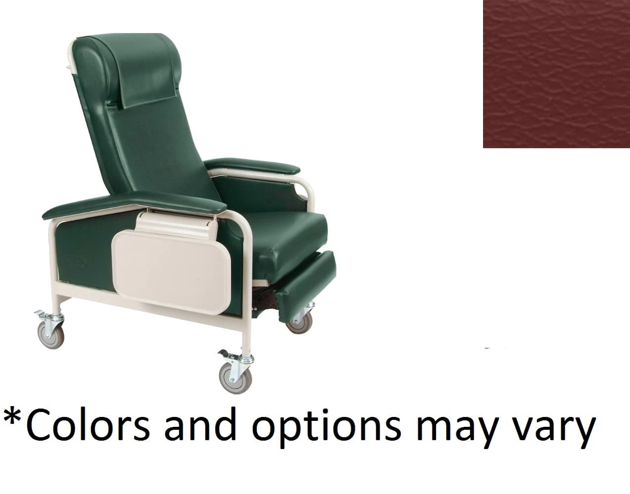 Winco CareCliner XL Patient Chair, Burgundy, 450 lb Capacity - Chair CareCliner XL Burg - Image 1