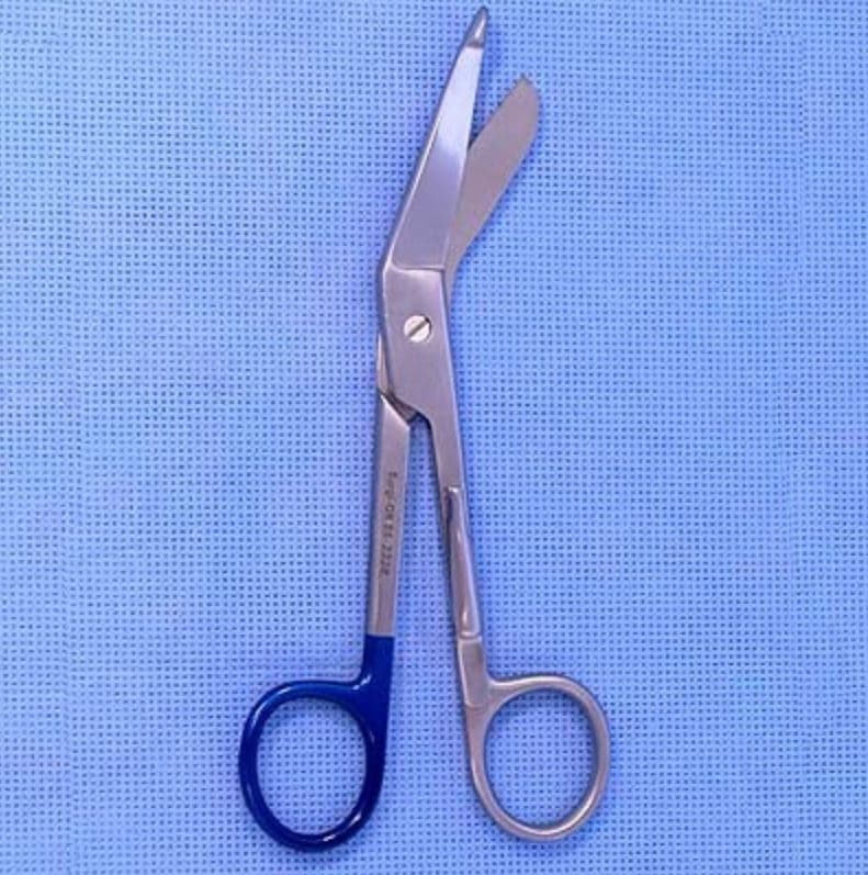 Sklar Surgi-OR Lister Bandage Scissors, Angled, 5-1/2", Stainless Steel, Blue Handle, Non-Sterile, Reusable, Each - Scissor Lister Bandage BluHndl - Image 1