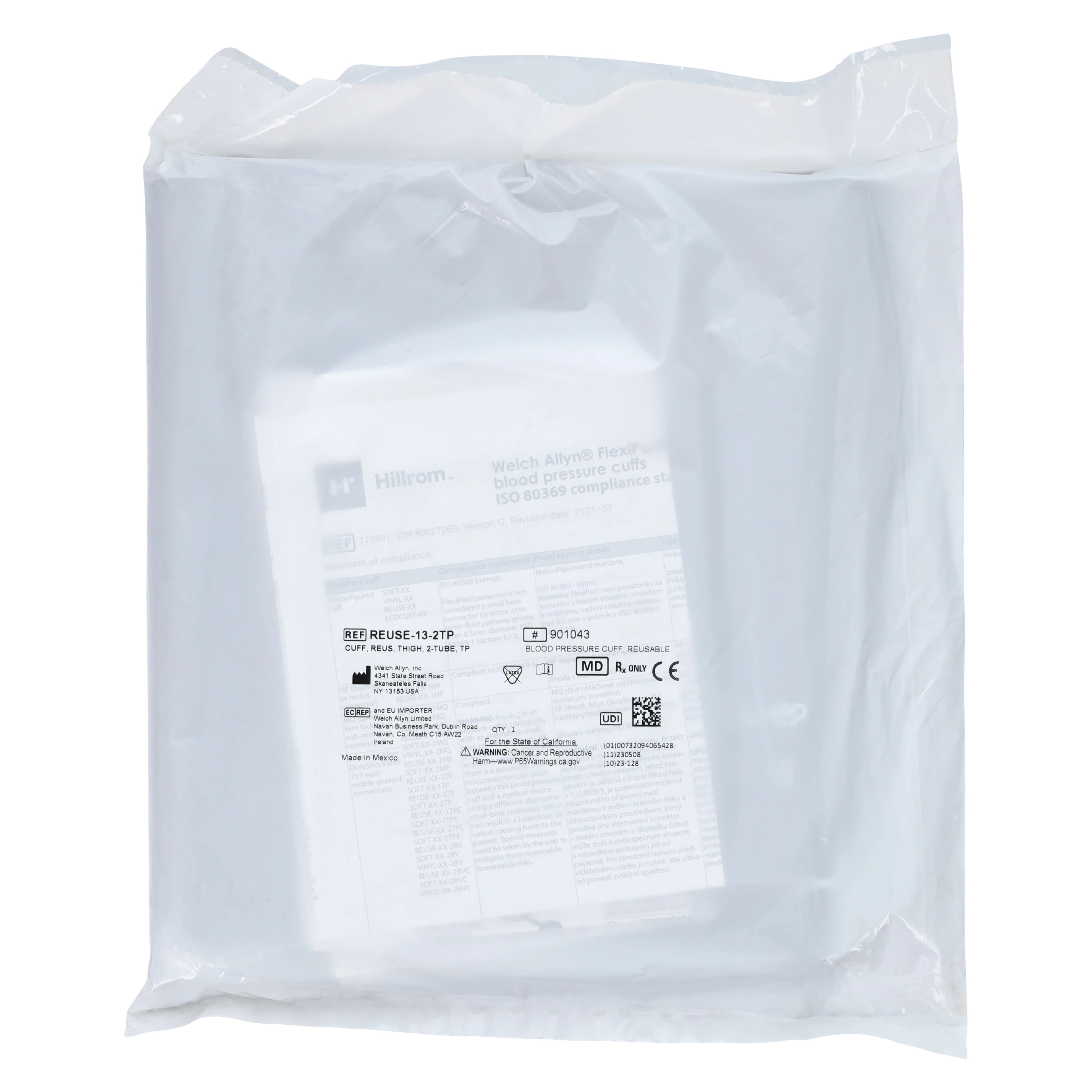 Welch Allyn FlexiPort Reusable Blood Pressure Cuff, Thigh, 2-Tube, Size 13, Brown, Latex-Free thumbnail 2
