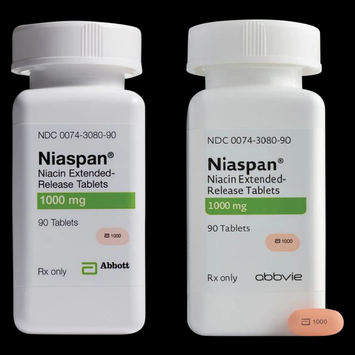 Niaspan (Niacin Extended-Release) Tablets, 1000 mg, 90/Bottle - Niaspan Tabs Bt - Image 1