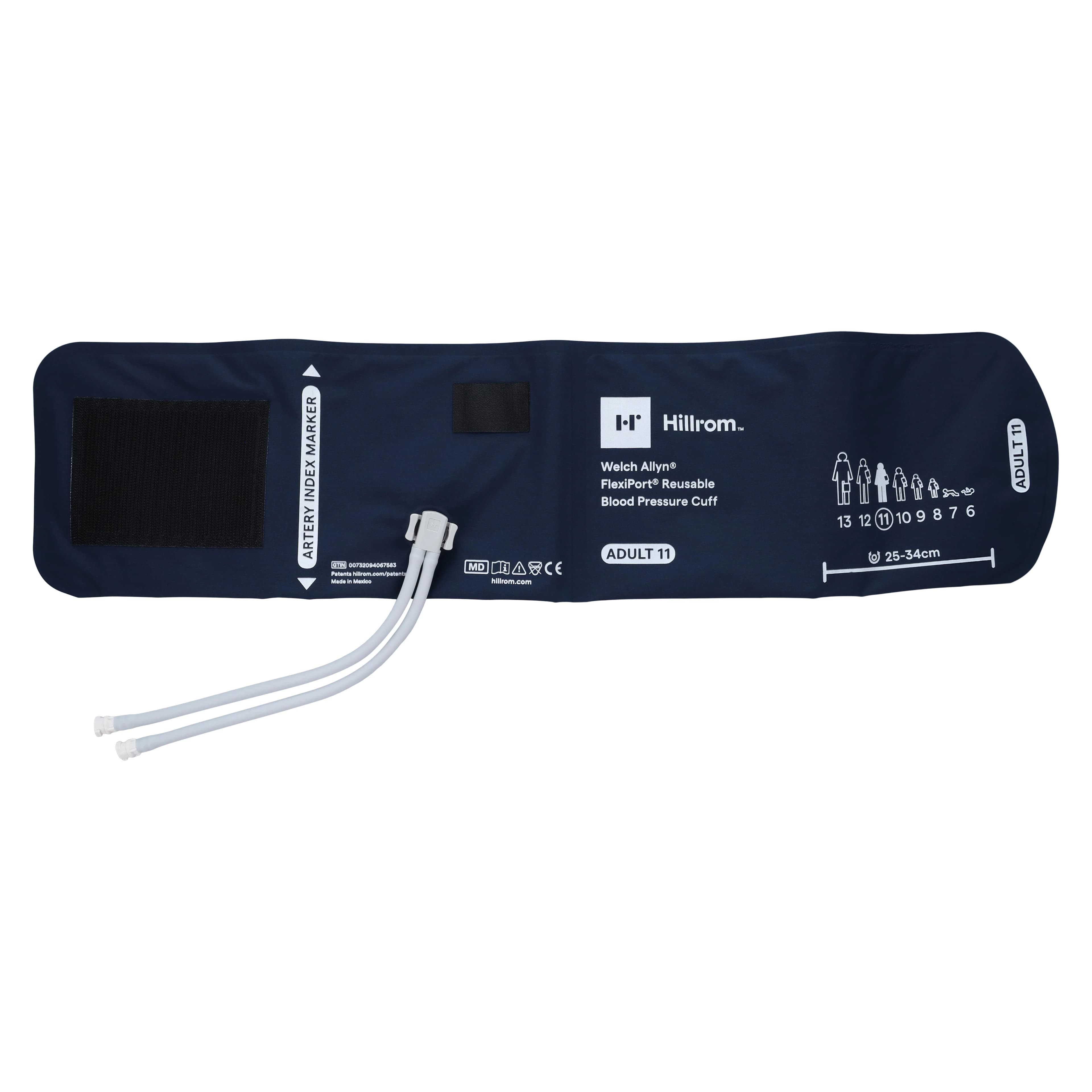 Welch Allyn FlexiPort Reusable Blood Pressure Cuff, Adult 2-Tube, Size 11, Navy Blue, Latex-Free thumbnail 2