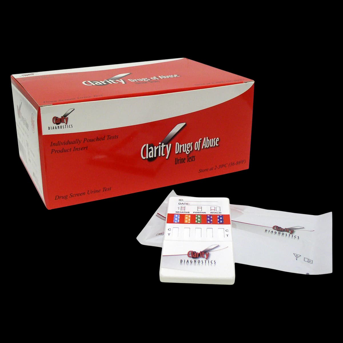 Clarity Drug Screen Urine Drug Test, 5 Panel Dip Card, CLIA Waived, 25/Box - Clarity 5 Drug Panel - Image 1